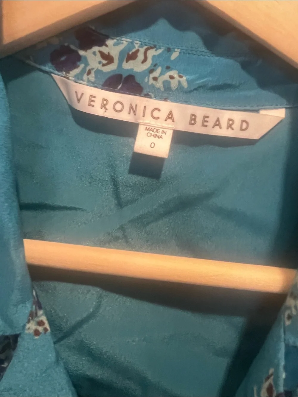Veronica Beard Teal Floral Button-Front Midi‎ Dress silk